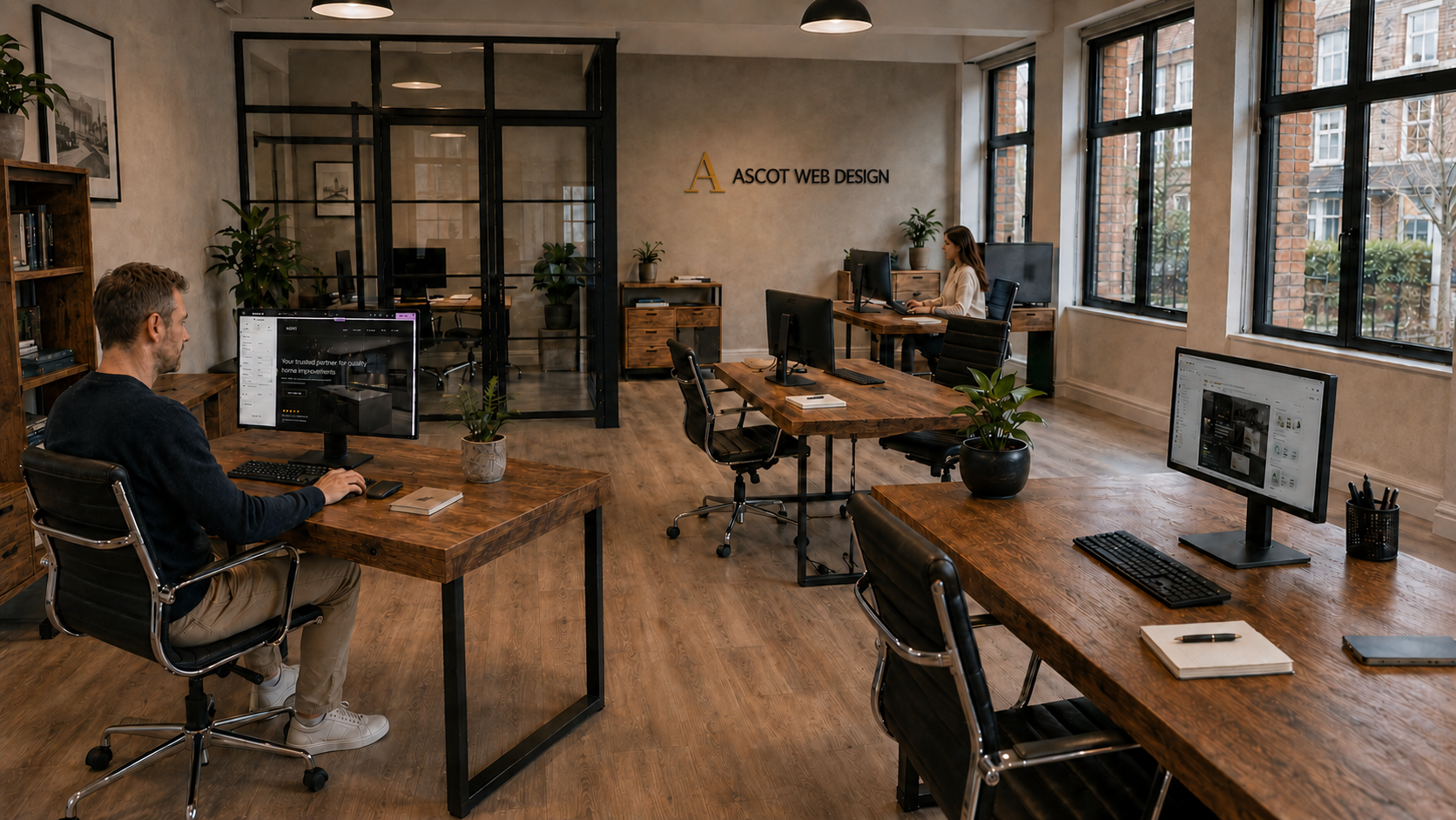 Ascot Web Design office studio space with team working at desks